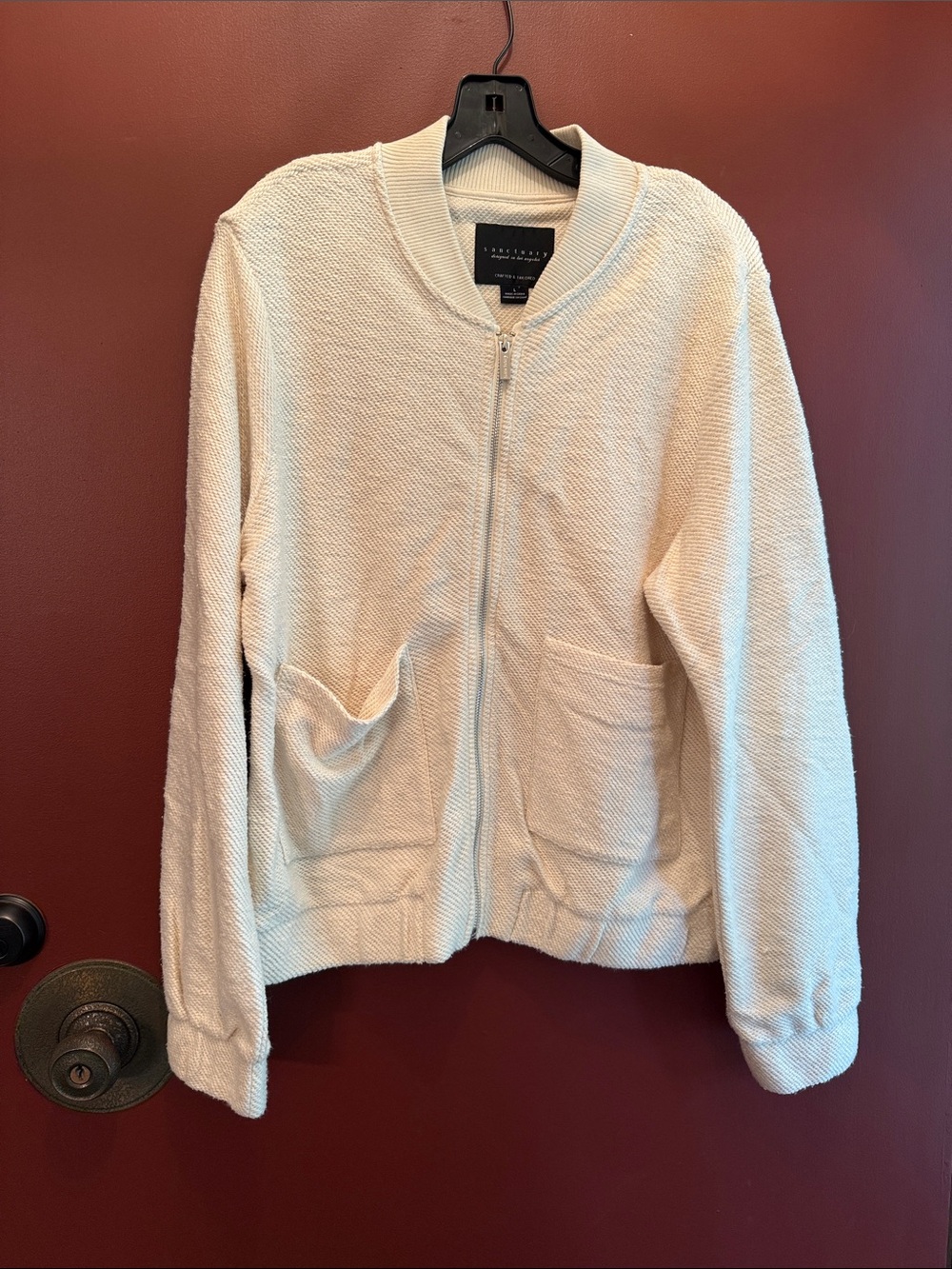 Sanctuary Cream Zip-Up Bomber Jacket